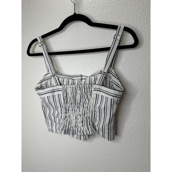 Brandy Melville Astrid White & Black Stripe Button Down Crop Top - Picture 7 of 11